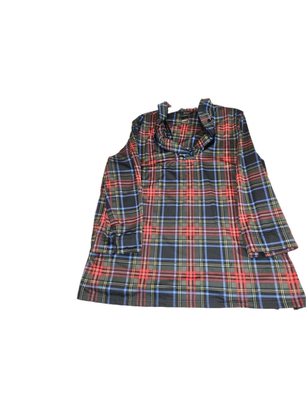 Ali Miles Sz XL Long Sleeve Tartan Plaid Ruffle Collar Lagonlook